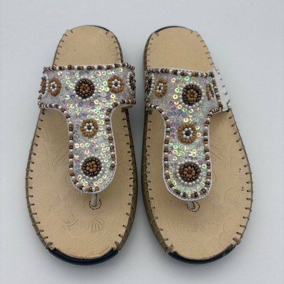 Josef Seibel "The European Comfort Shoe" Tracy Style Sequin/Beaded Sandal - Picture 1 of 14